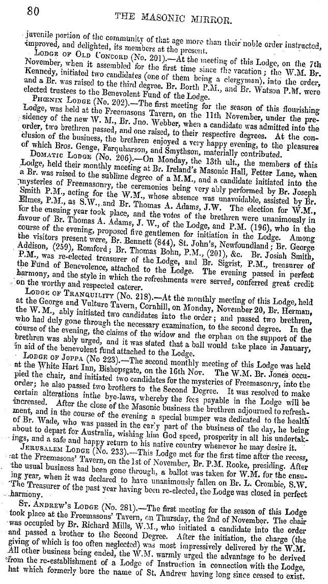 The Masonic Mirror: 1854-12-01 - Masonic Intelligence.