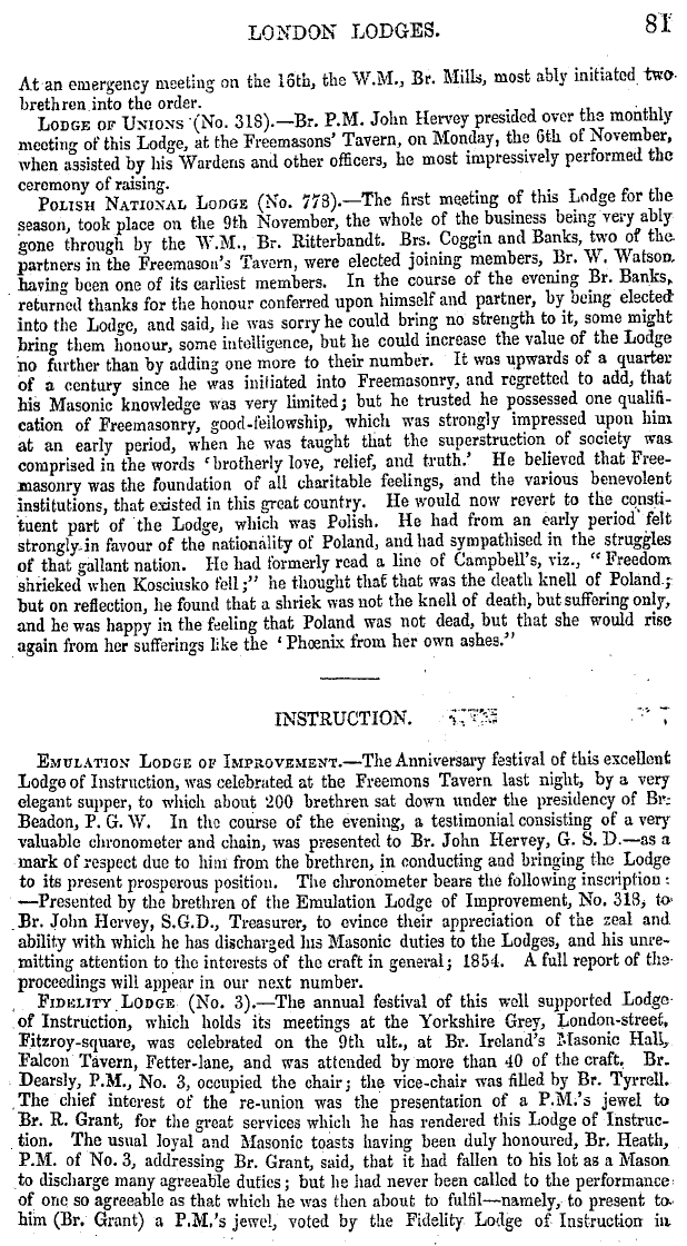 The Masonic Mirror: 1854-12-01 - Masonic Intelligence.