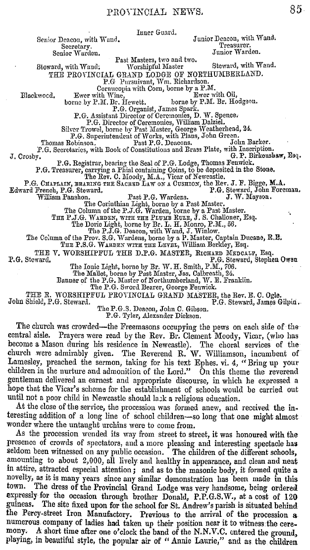 The Masonic Mirror: 1854-12-01 - Provincial Lodges, &C.