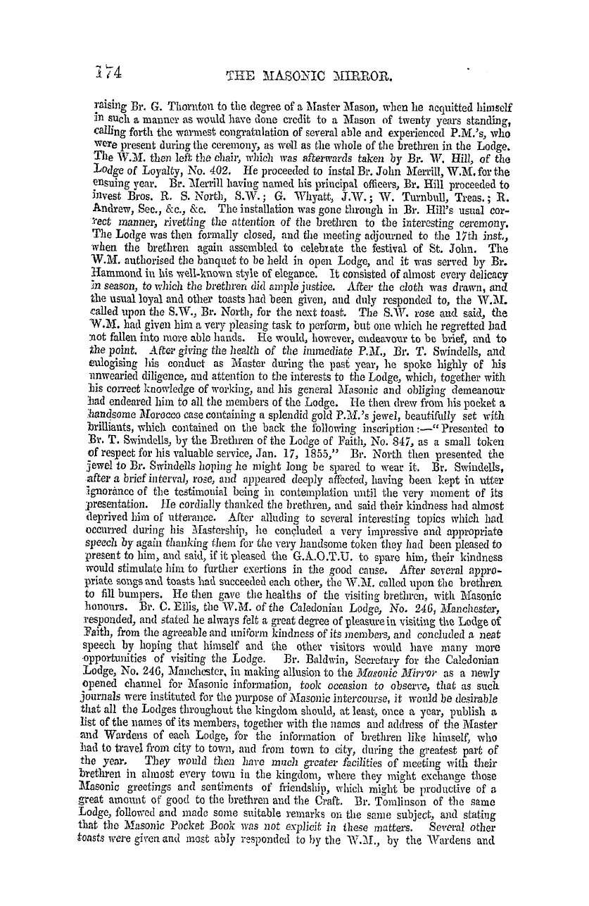 The Masonic Mirror: 1855-02-01 - Provincial Lodges.