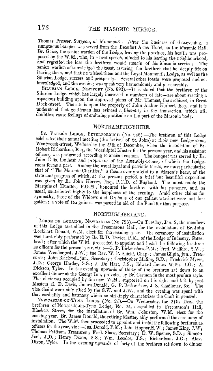 The Masonic Mirror: 1855-02-01 - Provincial Lodges.