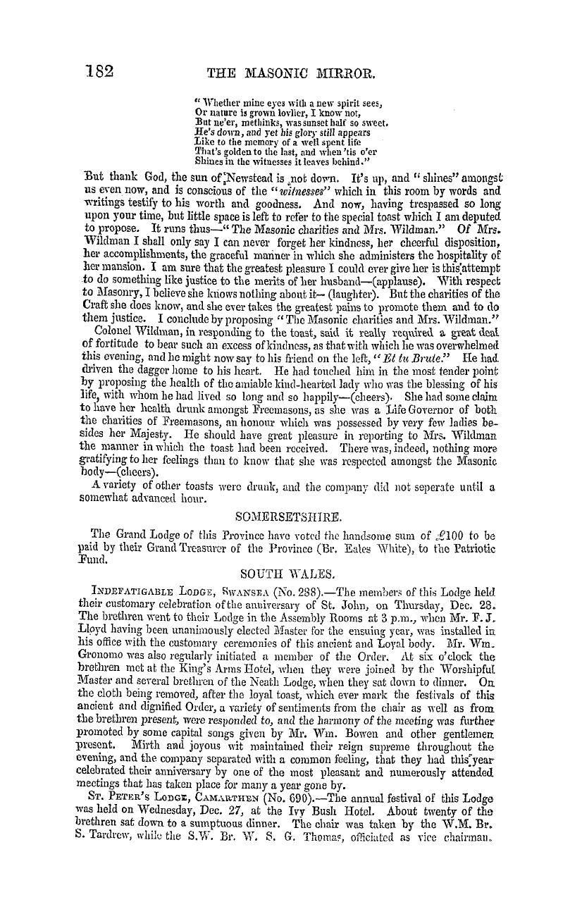 The Masonic Mirror: 1855-02-01 - Provincial Lodges.