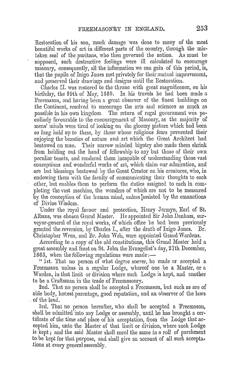 The Masonic Mirror: 1855-04-01 - Freemasonry In England.