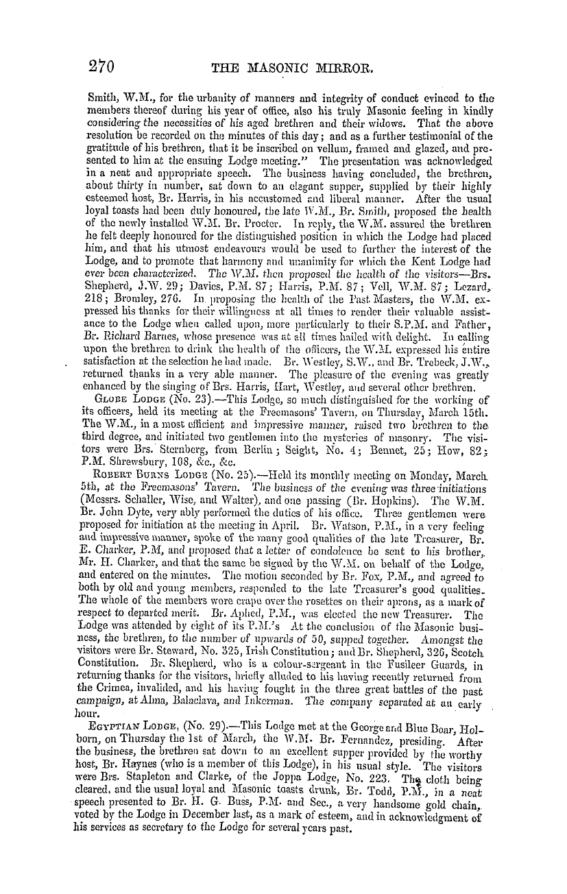 The Masonic Mirror: 1855-04-01 - Masonic Intelligence.