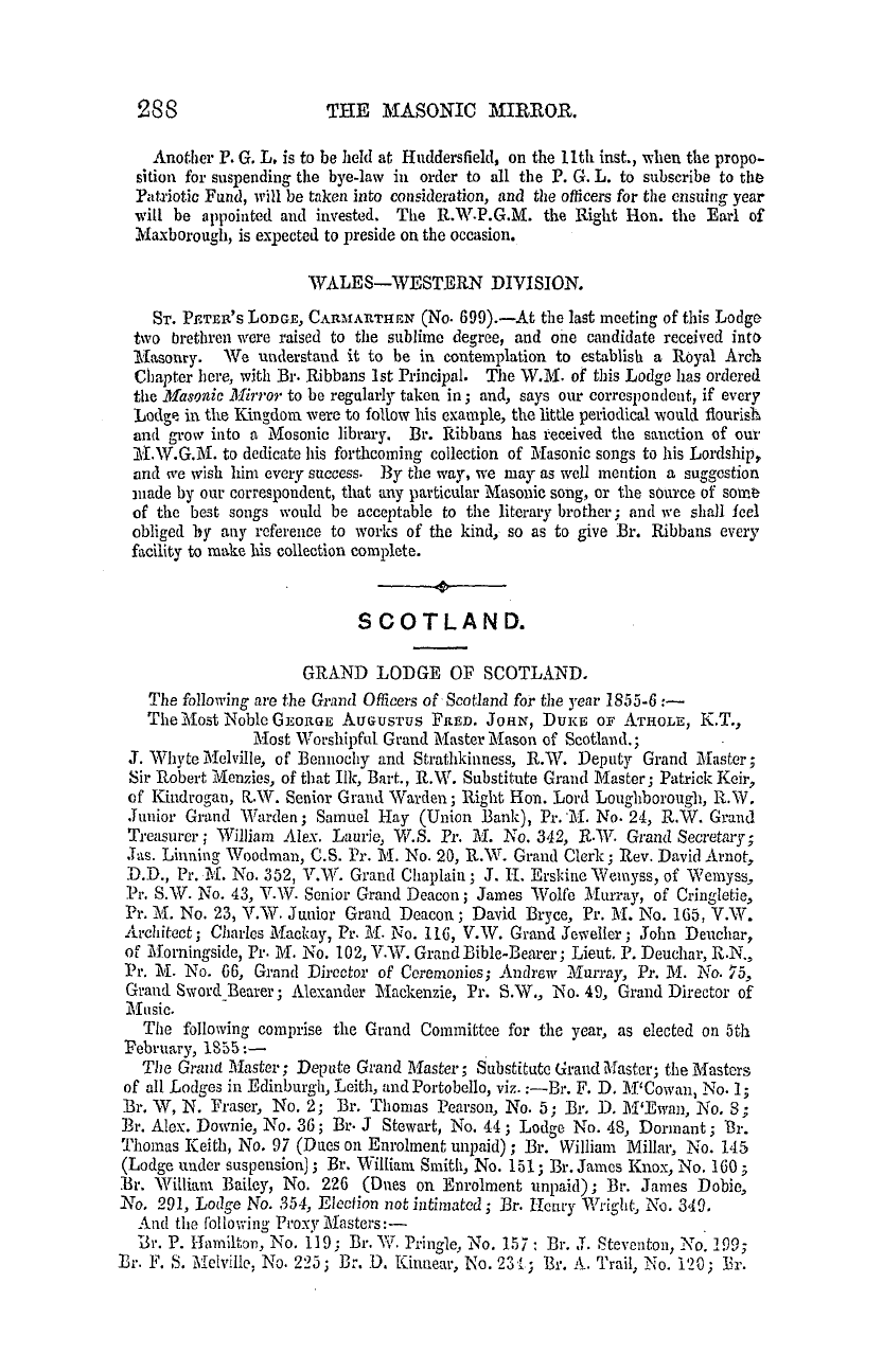 The Masonic Mirror: 1855-04-01 - Provincial Lodges.