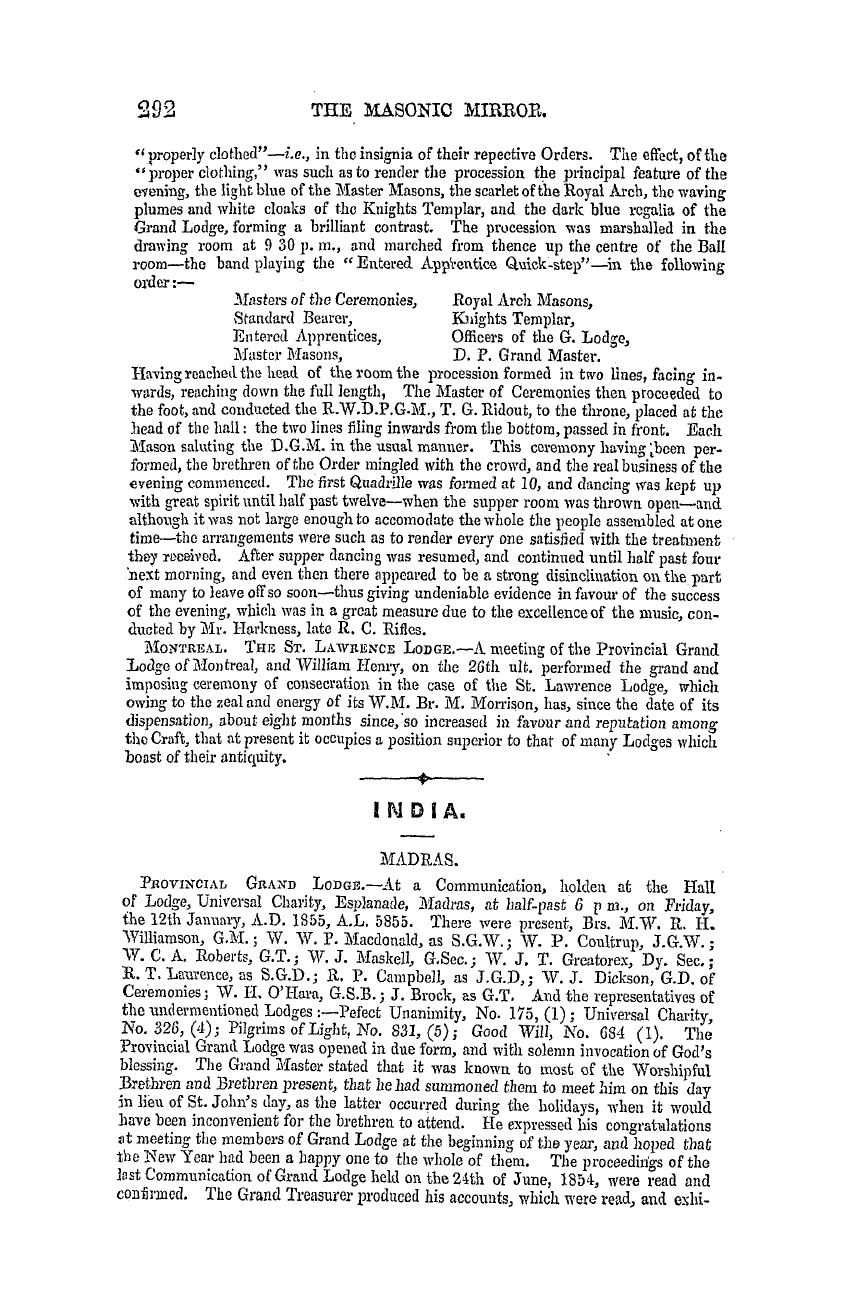 The Masonic Mirror: 1855-04-01 - India.