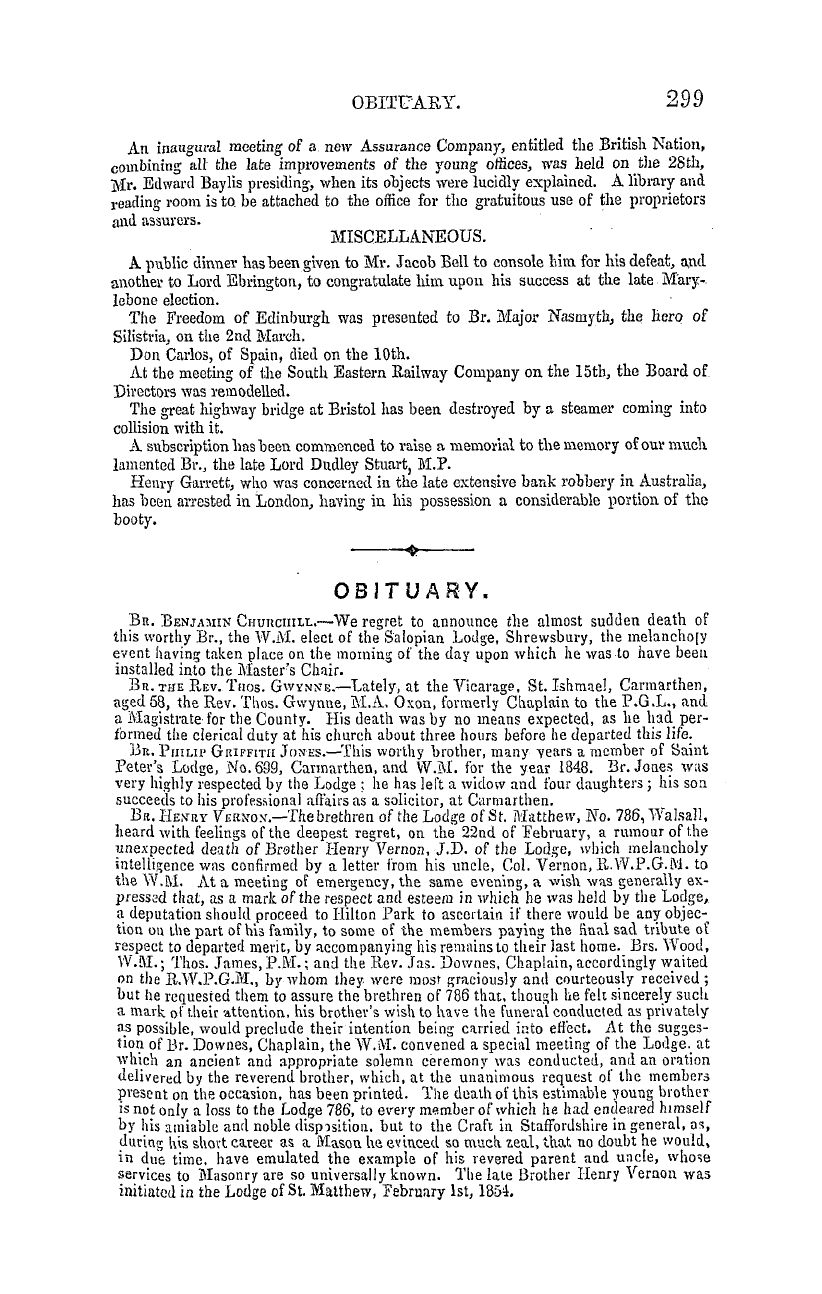 The Masonic Mirror: 1855-04-01 - Obituary.