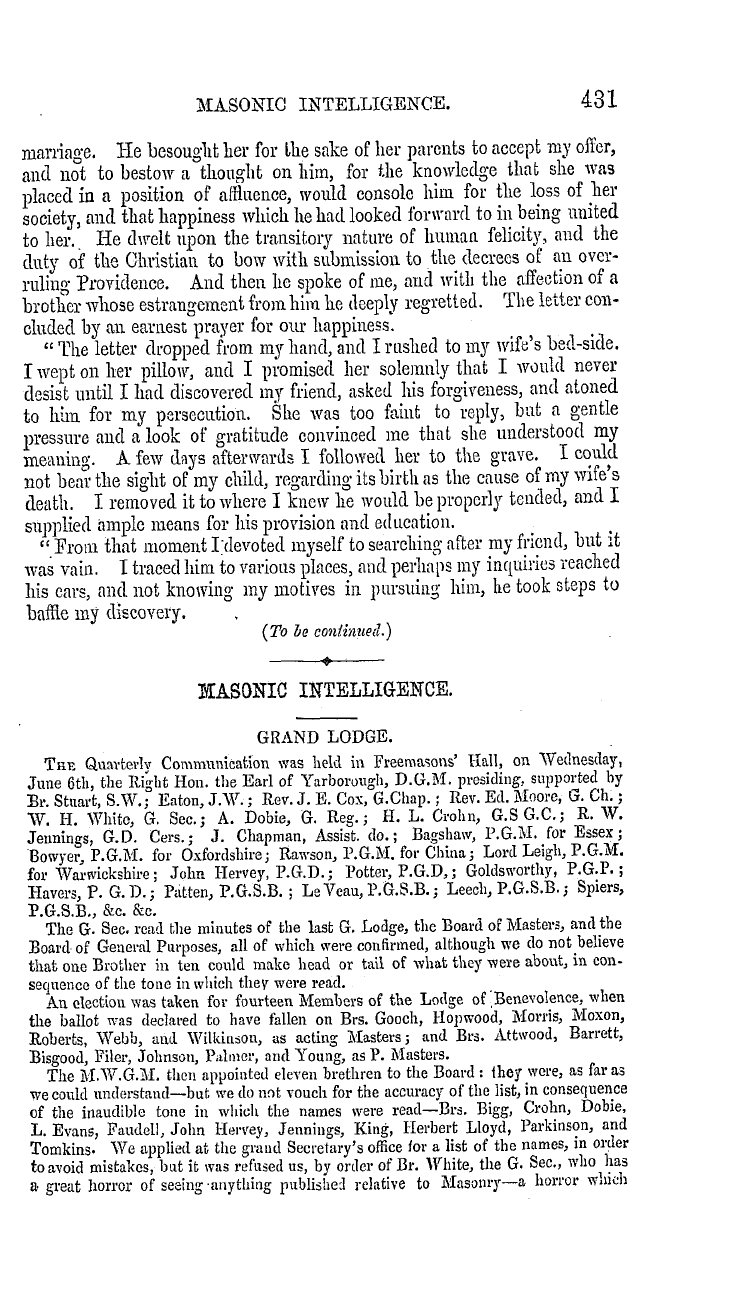 The Masonic Mirror: 1855-07-01 - Masonic Intelligence.