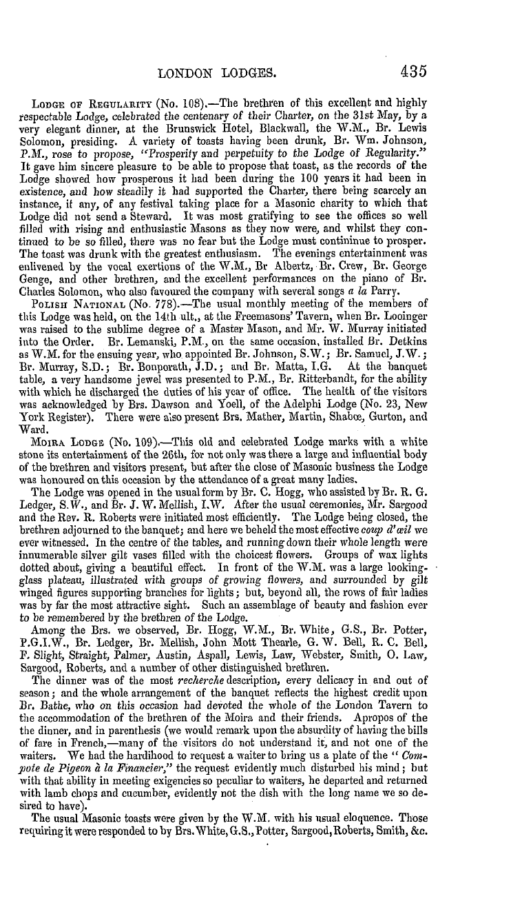 The Masonic Mirror: 1855-07-01 - Masonic Intelligence.