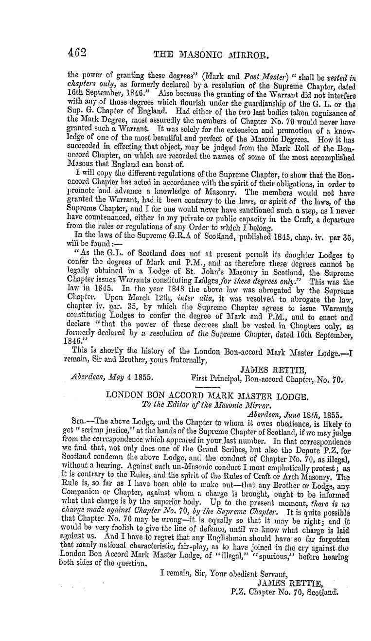 The Masonic Mirror: 1855-07-01 - Correspondence.