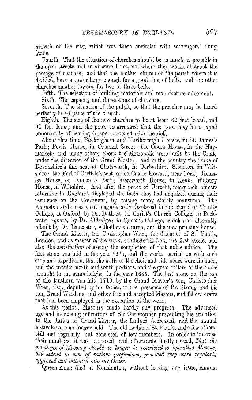 The Masonic Mirror: 1855-09-01 - Freemasonry In England.