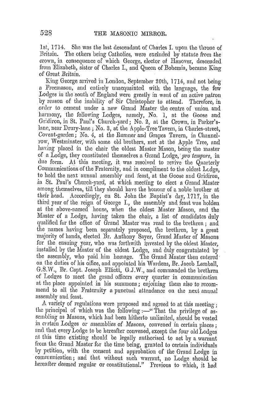 The Masonic Mirror: 1855-09-01 - Freemasonry In England.