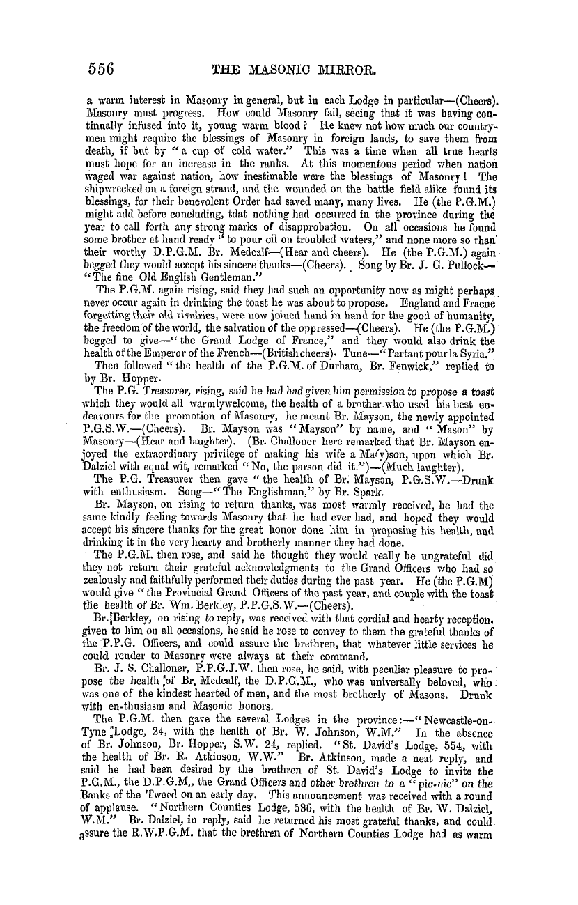 The Masonic Mirror: 1855-09-01 - Provincial Lodges.