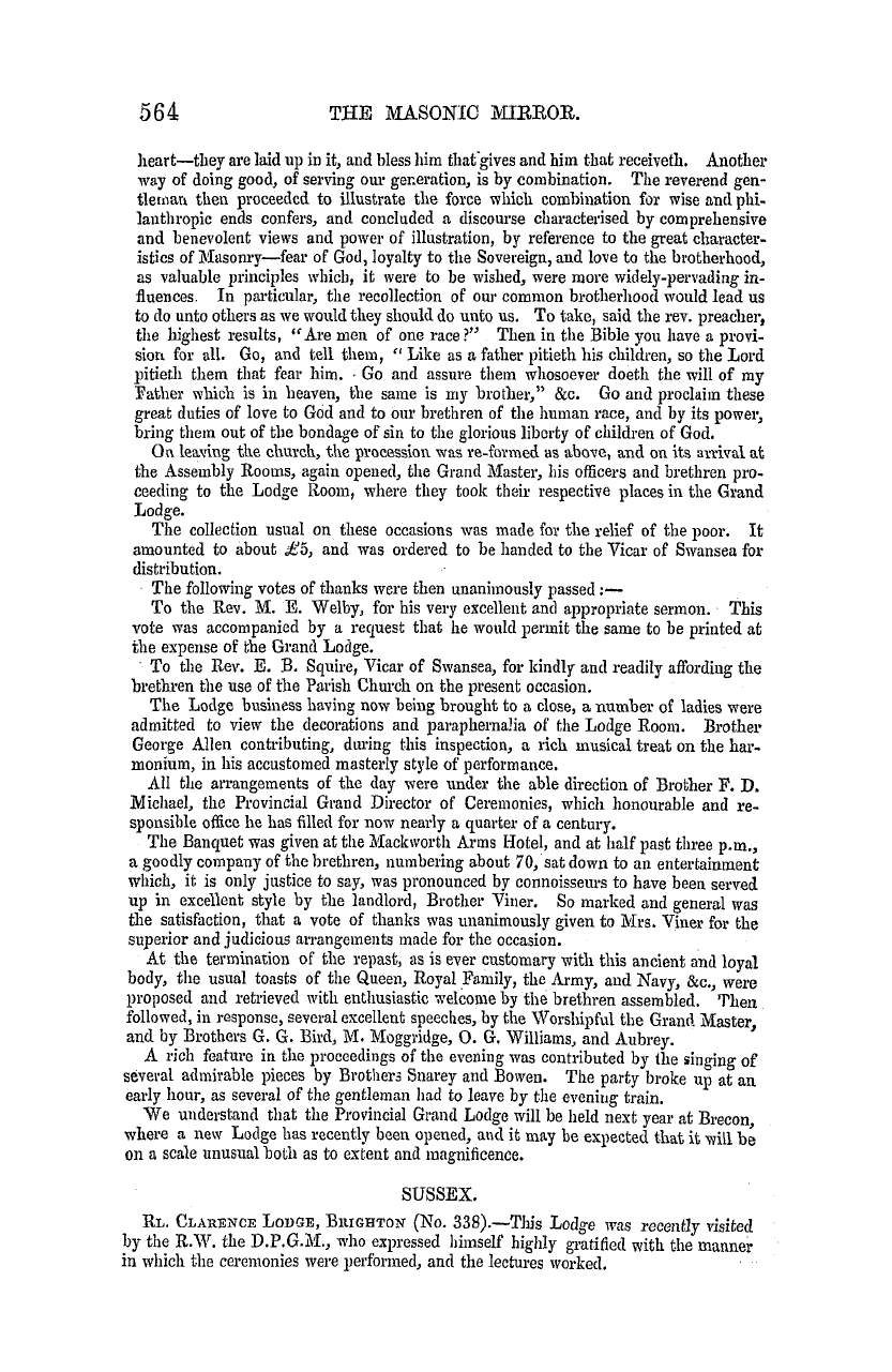 The Masonic Mirror: 1855-09-01 - Provincial Lodges.