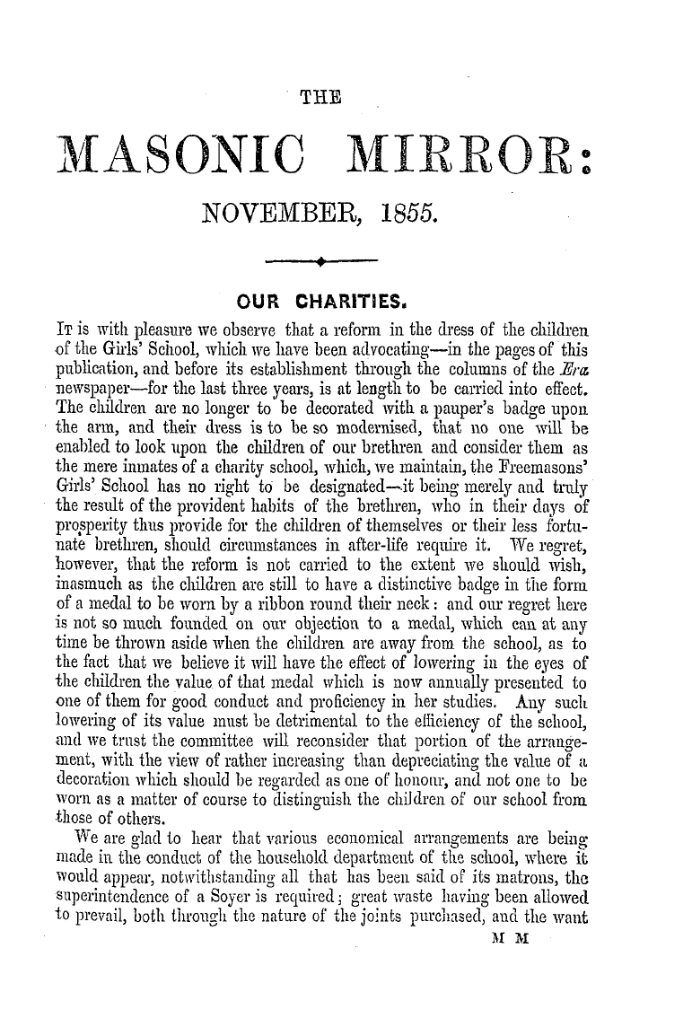 The Masonic Mirror: 1855-11-01: 1