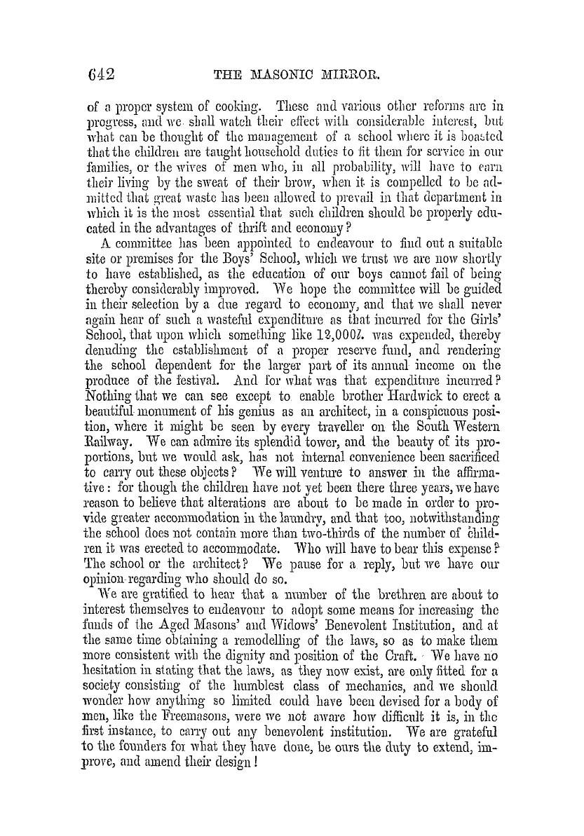 The Masonic Mirror: 1855-11-01 - Our Charities.