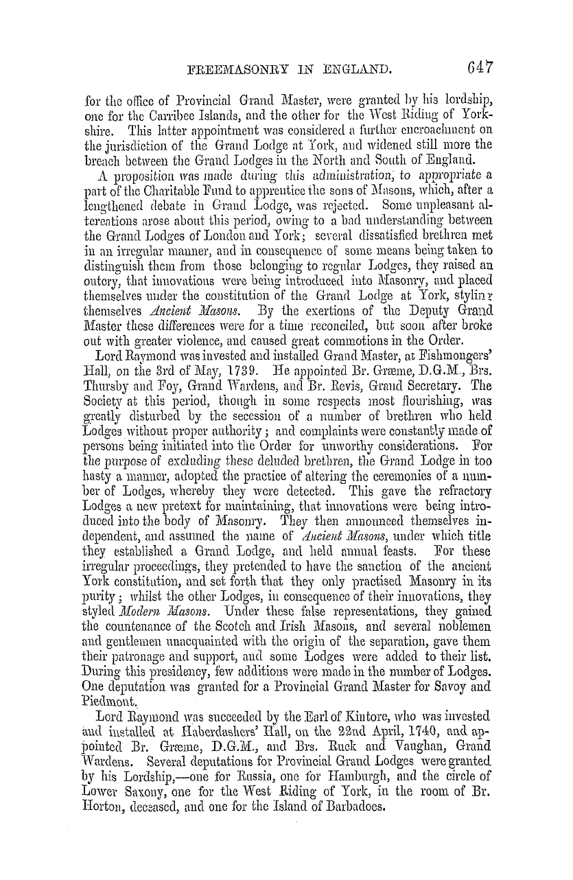 The Masonic Mirror: 1855-11-01 - Freemasonry In England.