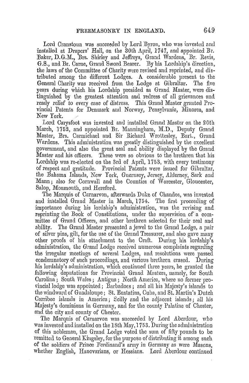 The Masonic Mirror: 1855-11-01 - Freemasonry In England.