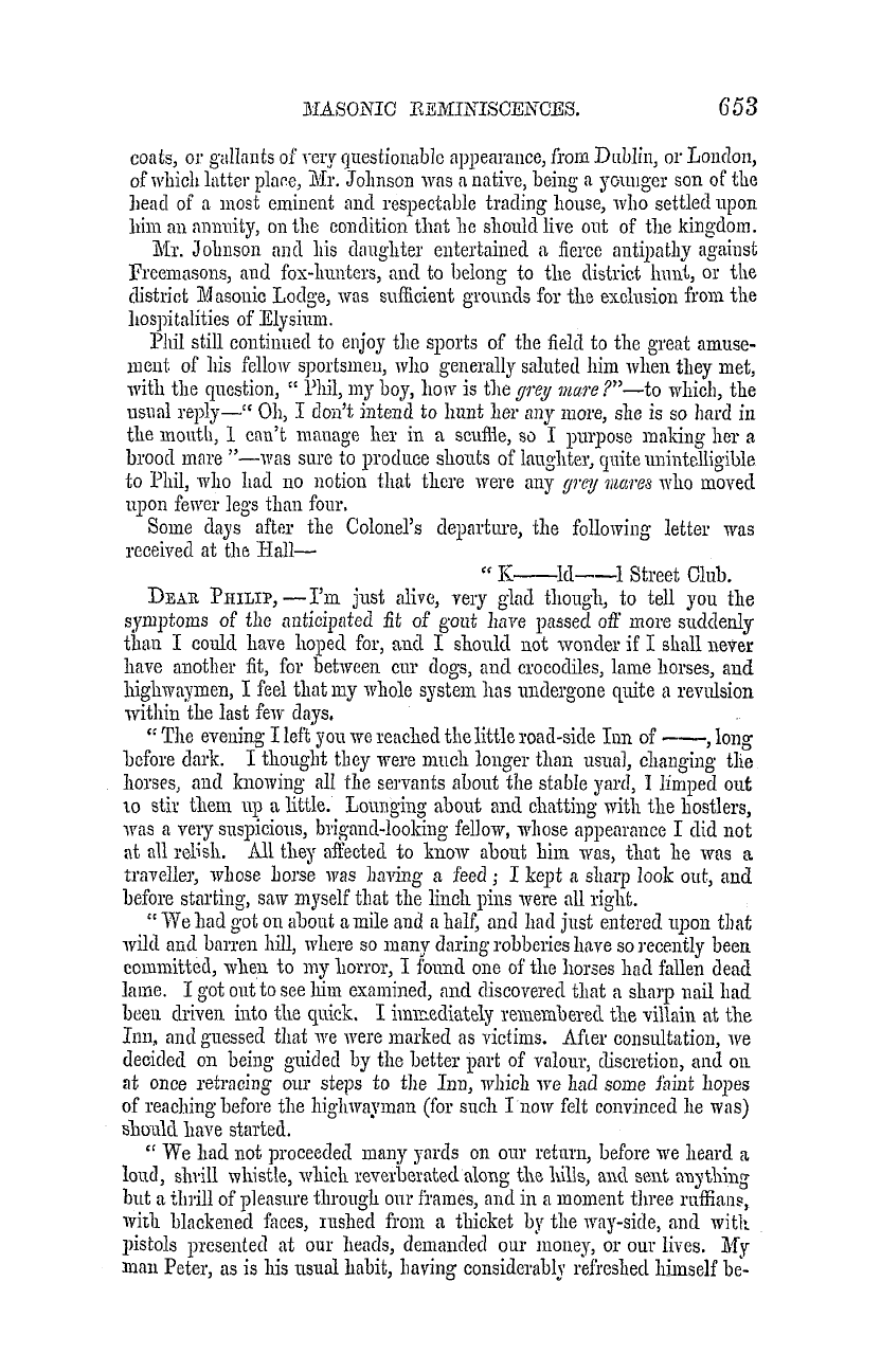 The Masonic Mirror: 1855-11-01 - Masonic Reminiscences.