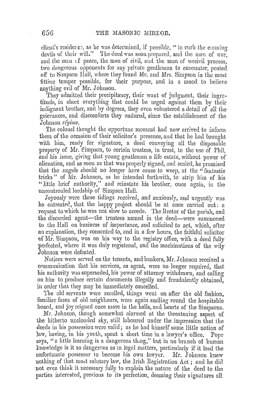 The Masonic Mirror: 1855-11-01 - Masonic Reminiscences.