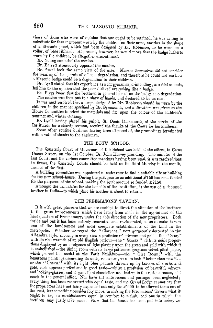 The Masonic Mirror: 1855-11-01 - Masonic Intelligence.