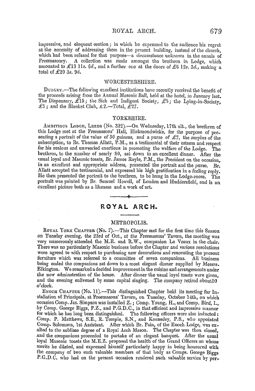 The Masonic Mirror: 1855-11-01 - Provincial Lodges.