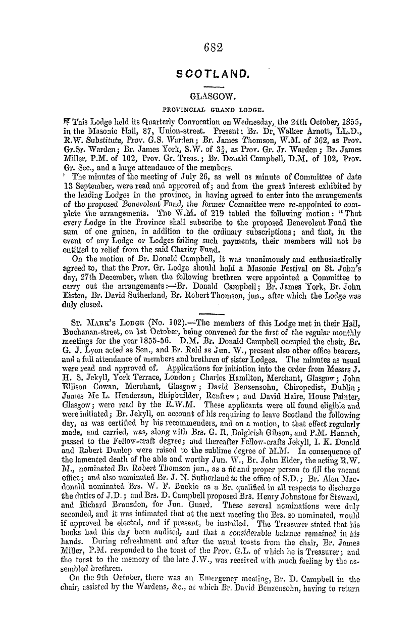 The Masonic Mirror: 1855-11-01 - Scotland.