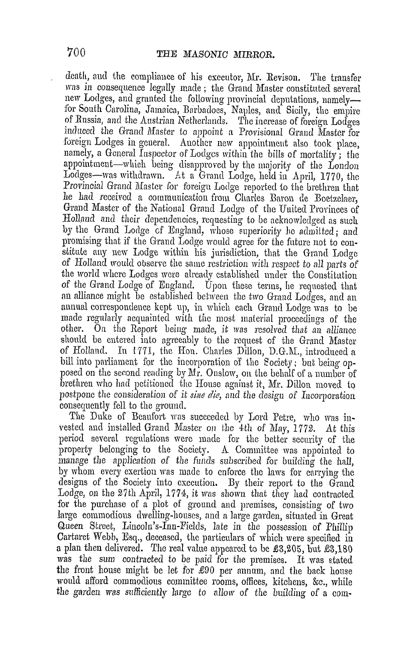 The Masonic Mirror: 1855-12-01 - Freemasonry In England.