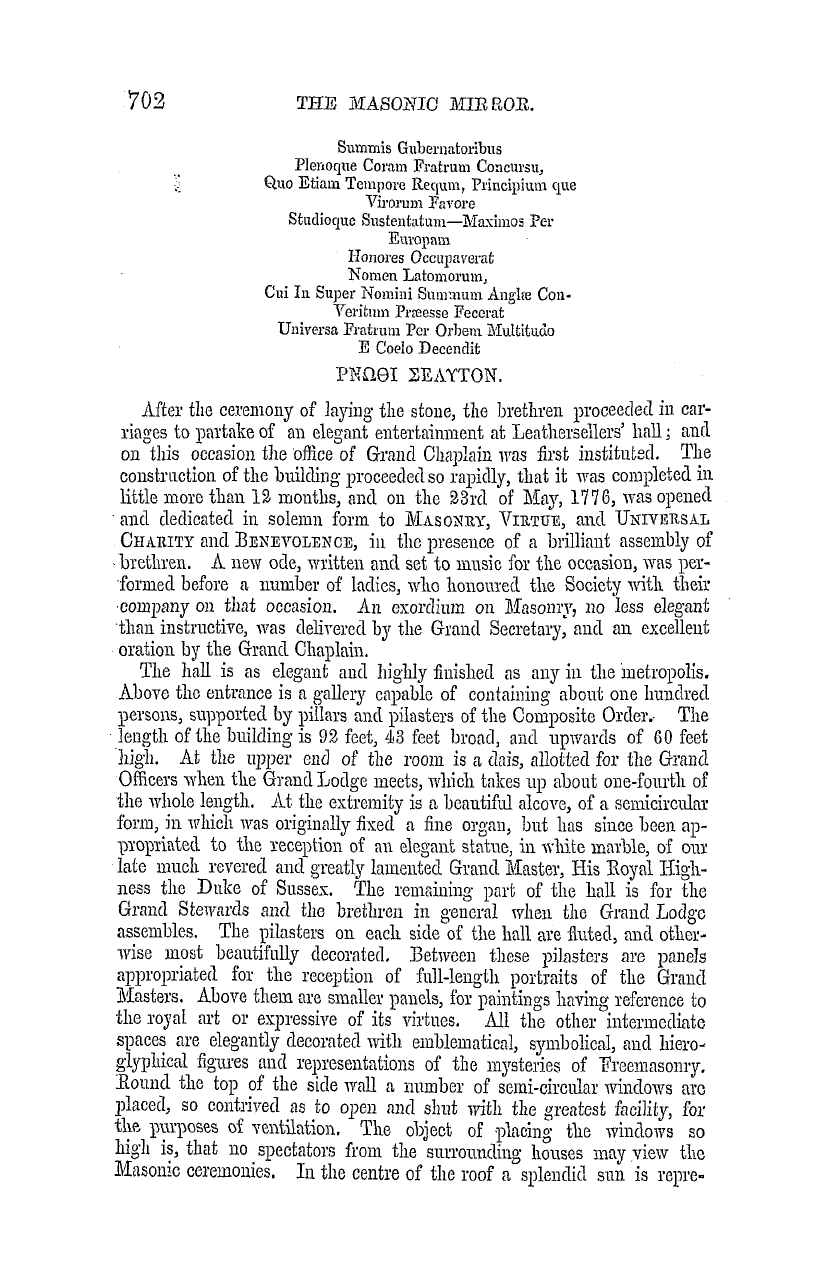 The Masonic Mirror: 1855-12-01 - Freemasonry In England.