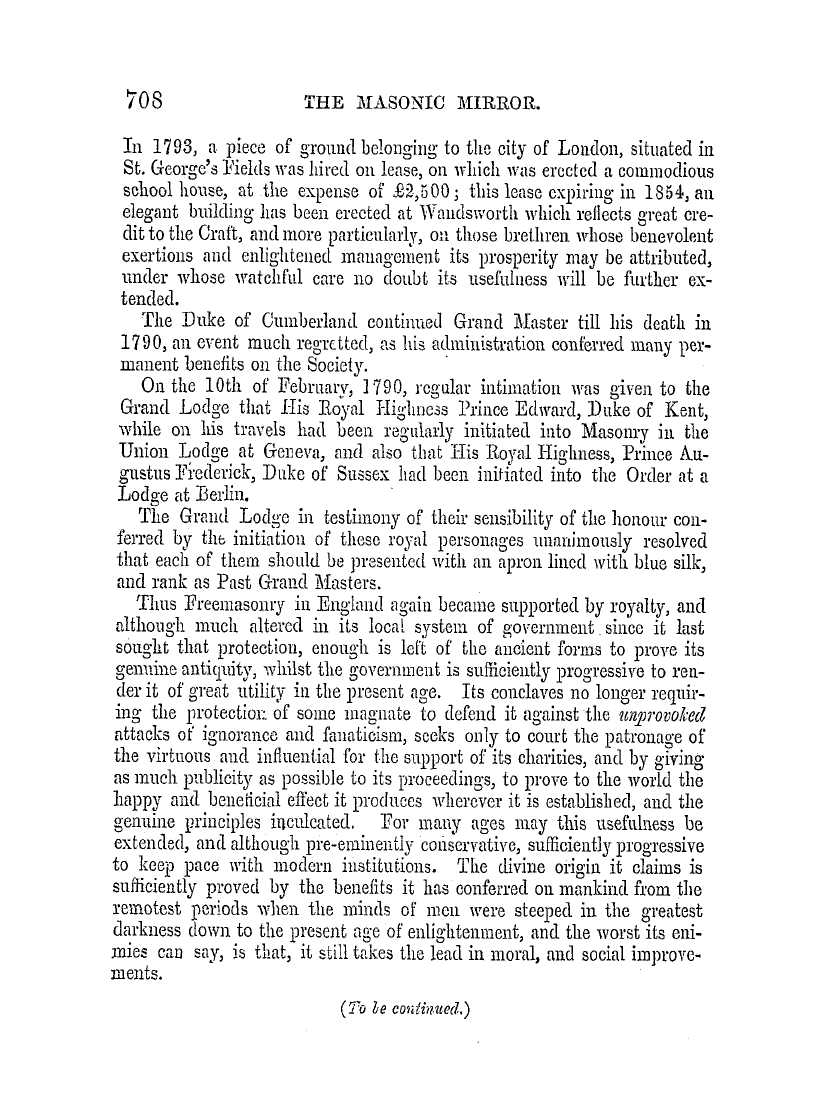 The Masonic Mirror: 1855-12-01 - Freemasonry In England.