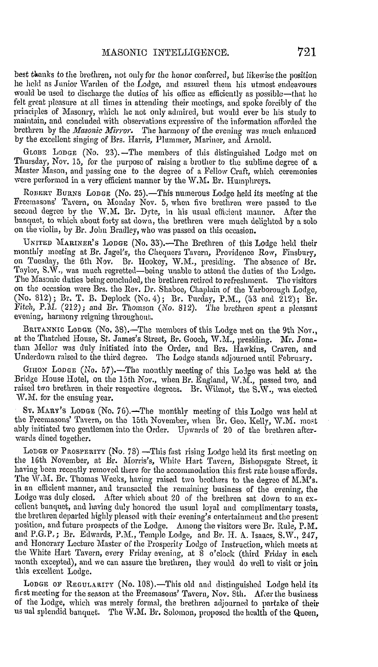 The Masonic Mirror: 1855-12-01 - Masonic Intelligence.