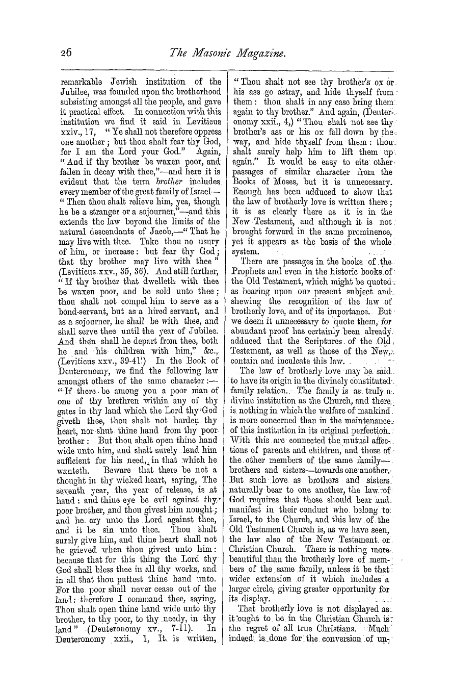 The Masonic Magazine: 1873-07-01 - Brotherly Love.