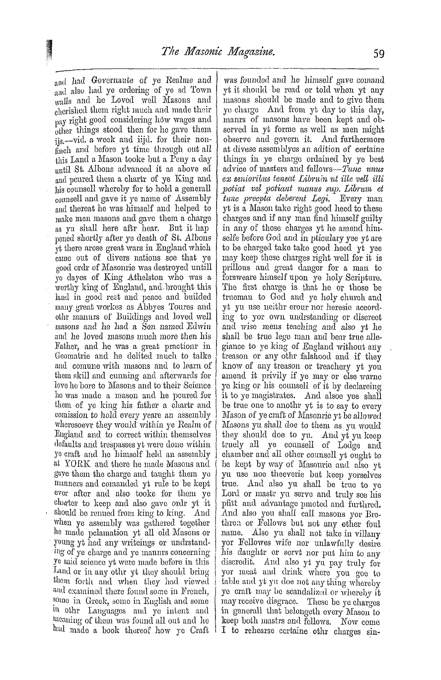 The Masonic Magazine: 1873-08-01 - Ms. Masonic Constitutions (Or Charges) No. 1.