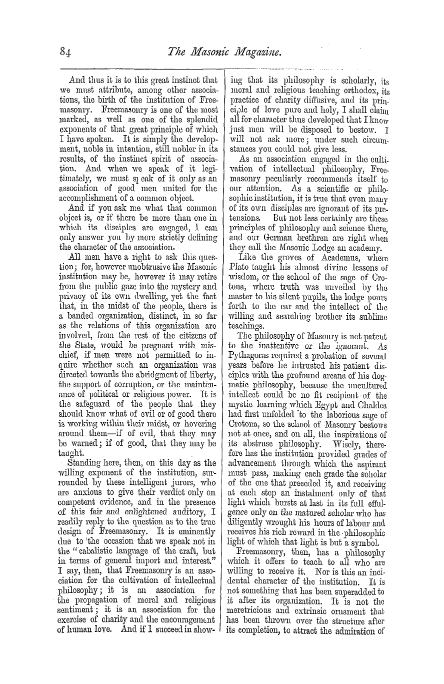 The Masonic Magazine: 1873-09-01 - Address