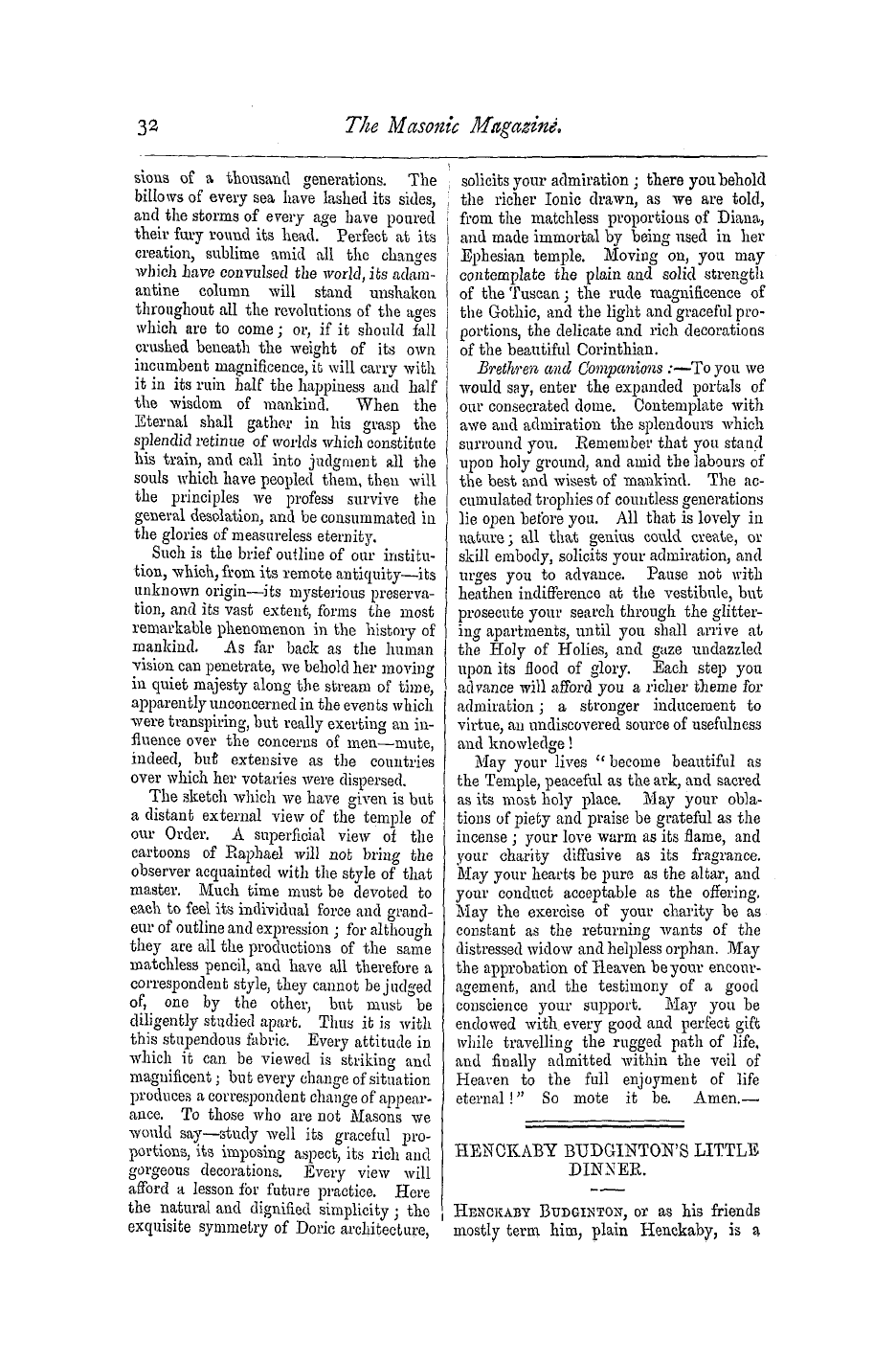 The Masonic Magazine: 1875-07-01 - Henckaby Budginton's Little Dinner.