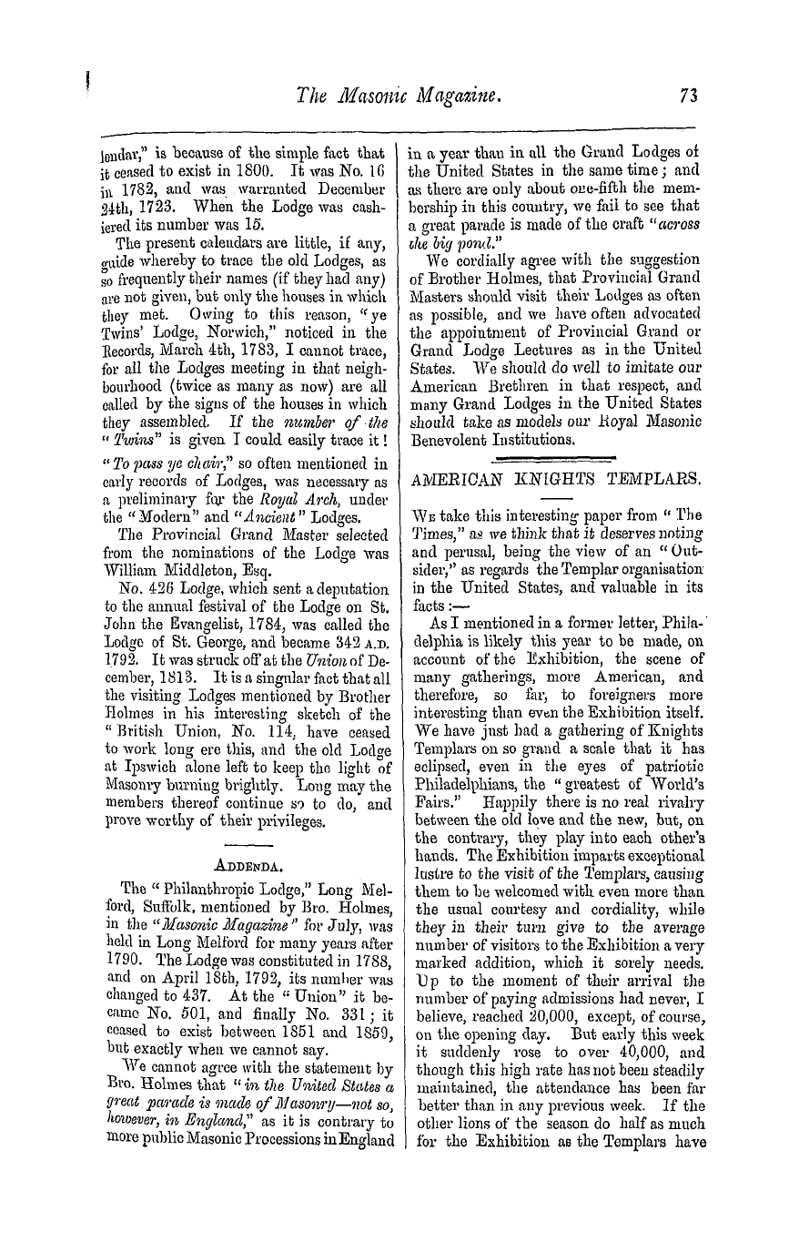 The Masonic Magazine: 1876-08-01 - American Knights Templars