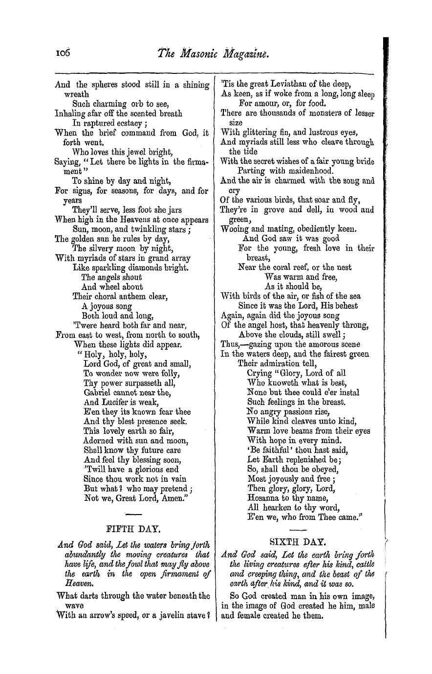 The Masonic Magazine: 1876-09-01 - The Creation.