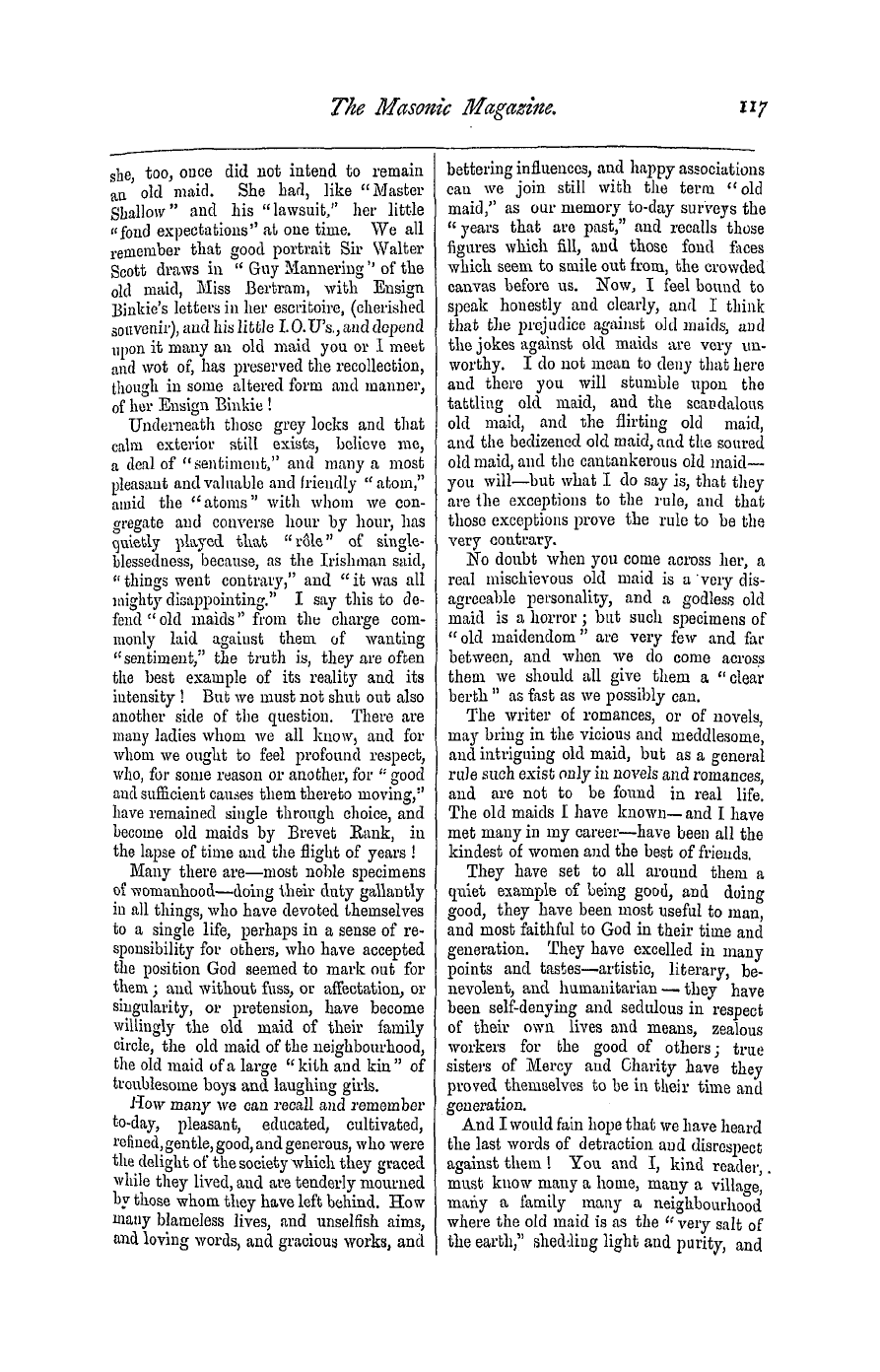 The Masonic Magazine: 1876-09-01 - The Women Of Our Time.