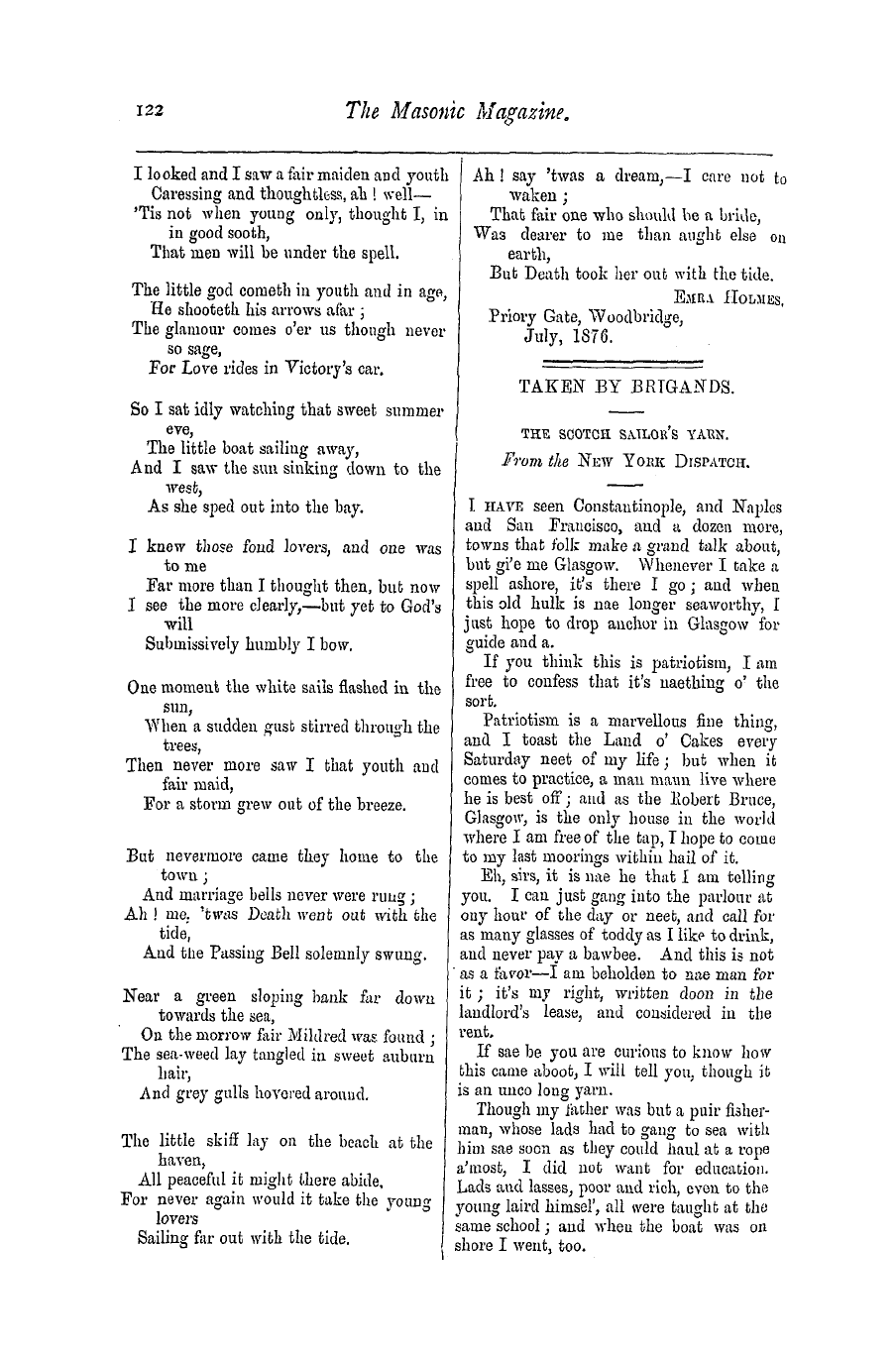 The Masonic Magazine: 1876-09-01 - Taken By Brigands.