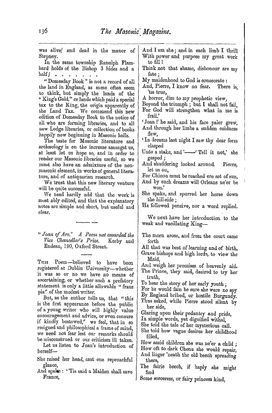 The Masonic Magazine: 1876-09-01 - Reviews.