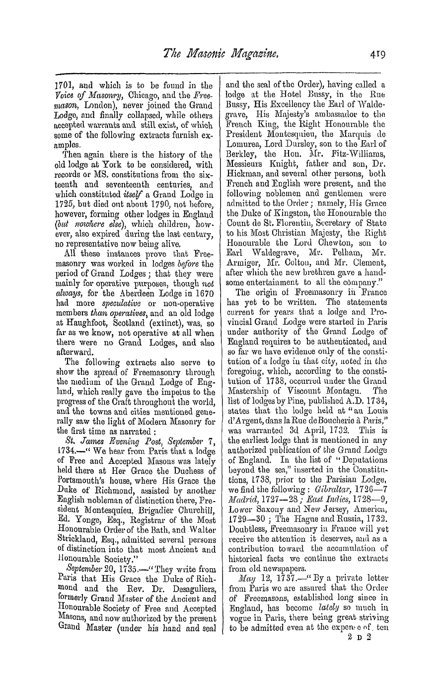 The Masonic Magazine: 1877-02-01 - Letter Of Bro. W. J. Hughan, Of England, To The Grand Lodge Uf Ohio.