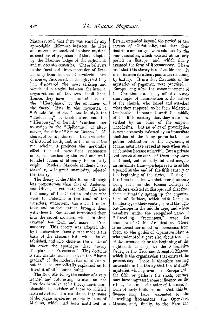 The Masonic Magazine: 1877-02-01 - The Ancient Mysteries And Modern Freemasonry; Their Analogies Considered.