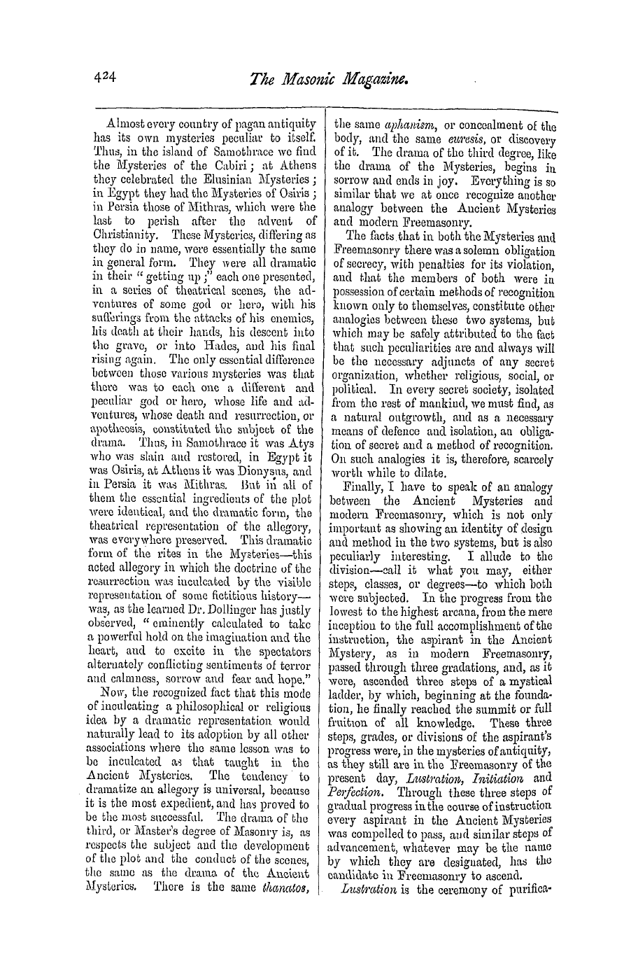 The Masonic Magazine: 1877-02-01 - The Ancient Mysteries And Modern Freemasonry; Their Analogies Considered.