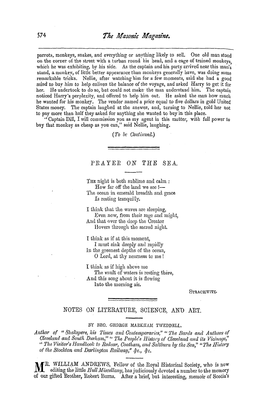 The Masonic Magazine: 1878-05-01 - Notes On Literature, Science, And Art.