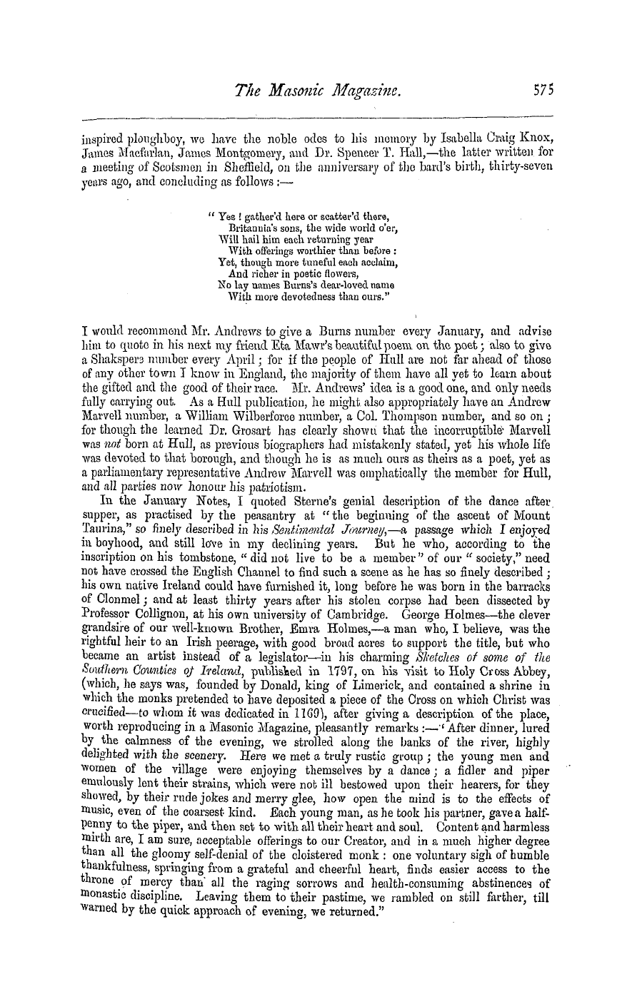 The Masonic Magazine: 1878-05-01 - Notes On Literature, Science, And Art.