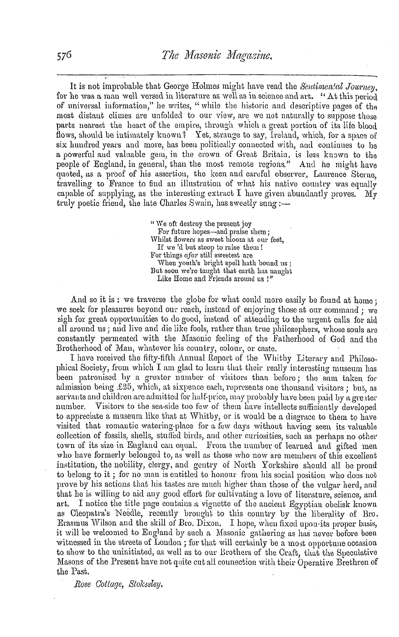 The Masonic Magazine: 1878-05-01 - Notes On Literature, Science, And Art.