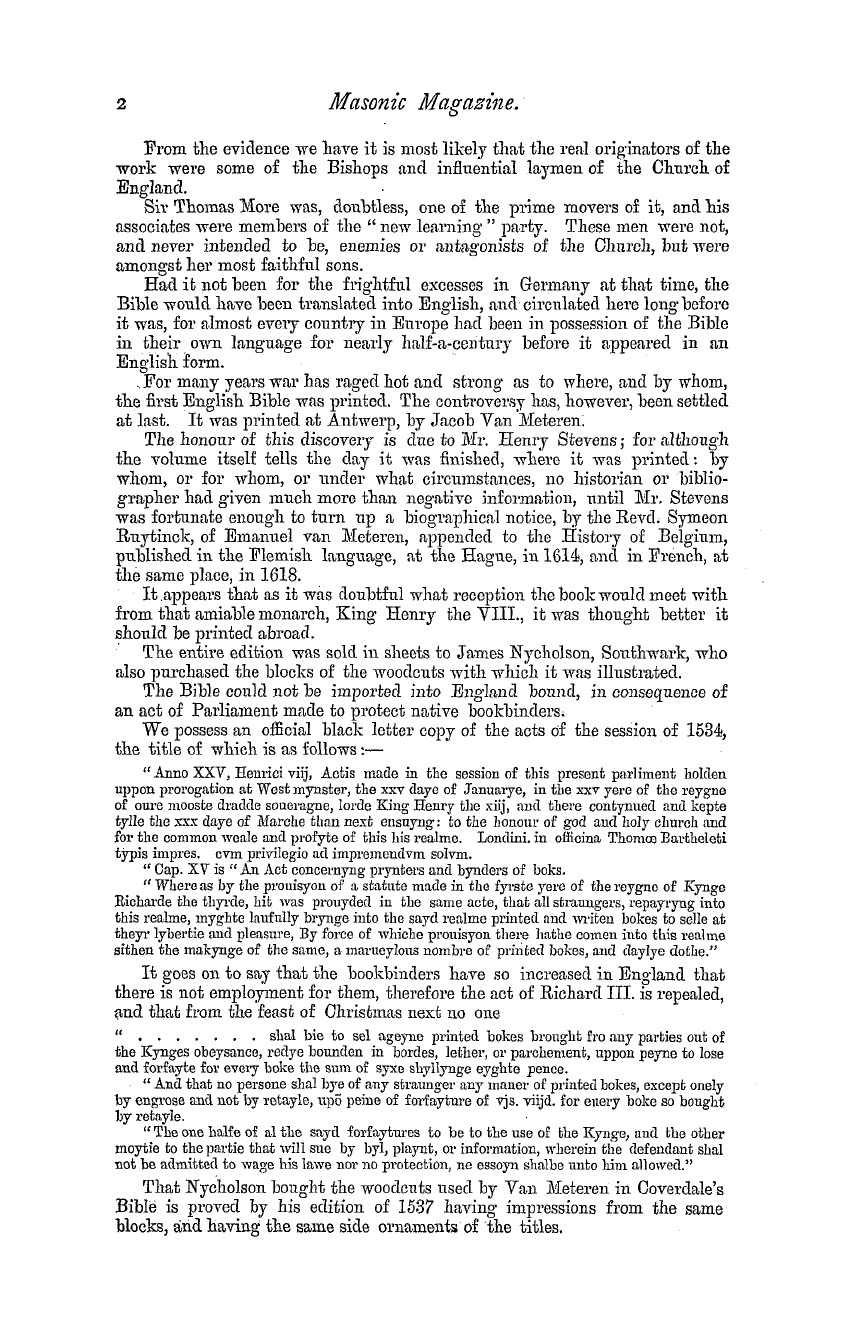 The Masonic Magazine: 1879-07-01 - On Old English Bibles.