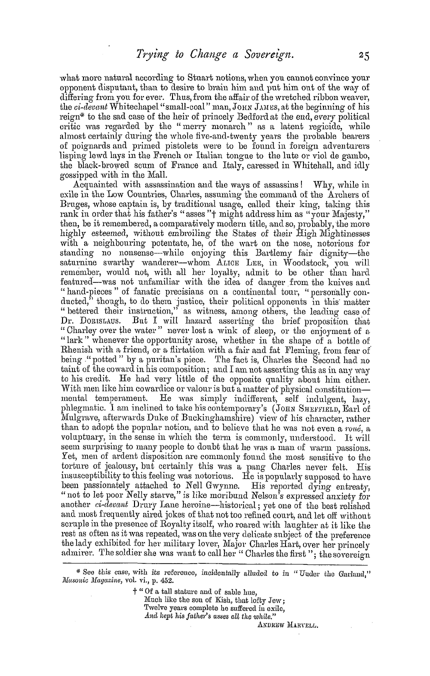 The Masonic Magazine: 1879-07-01 - Trying To Change A Sovereign.