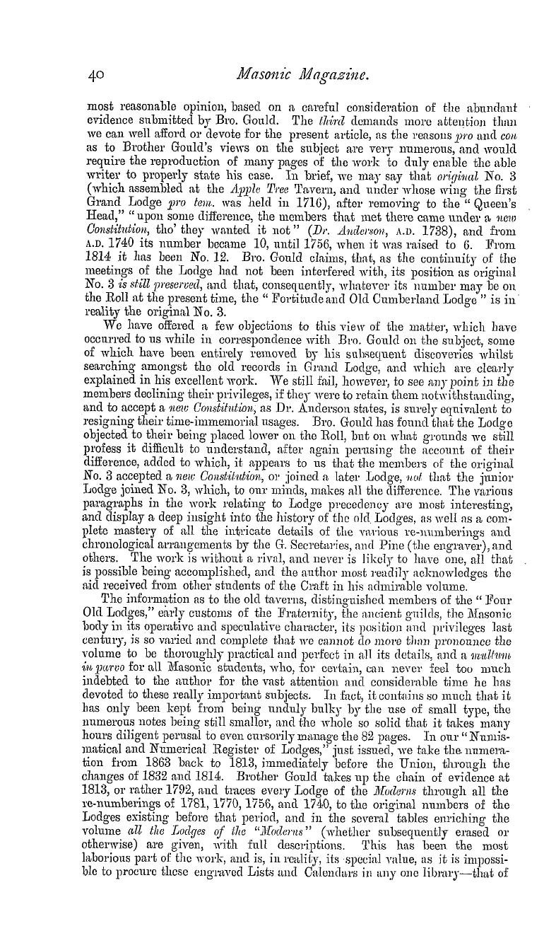 The Masonic Magazine: 1879-07-01 - Brother Gould's "Four Old Lodges."