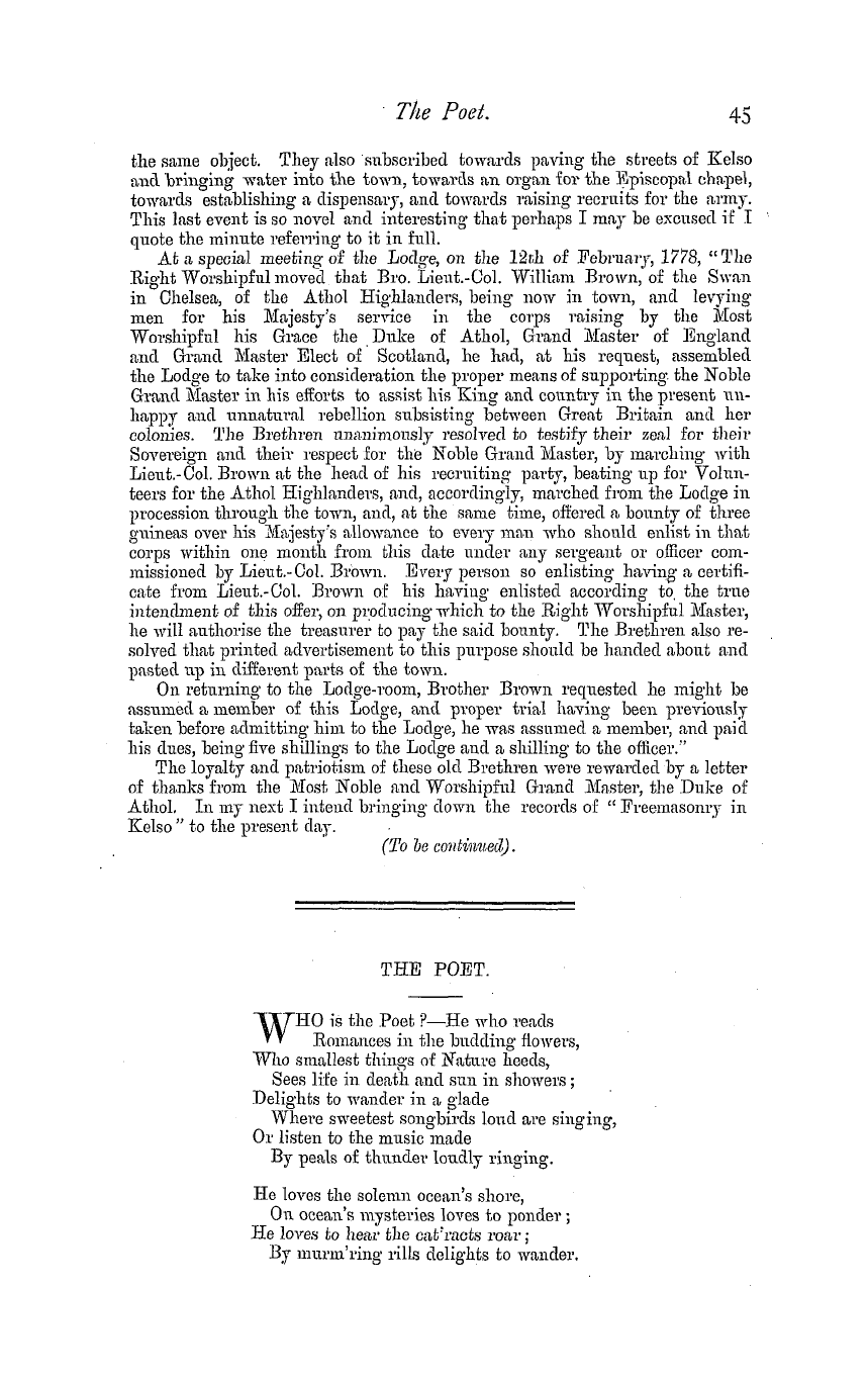 The Masonic Magazine: 1879-07-01 - Freemasonry In Kelso.